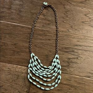 Elegant Beaded Necklace in Brown and Turquoise